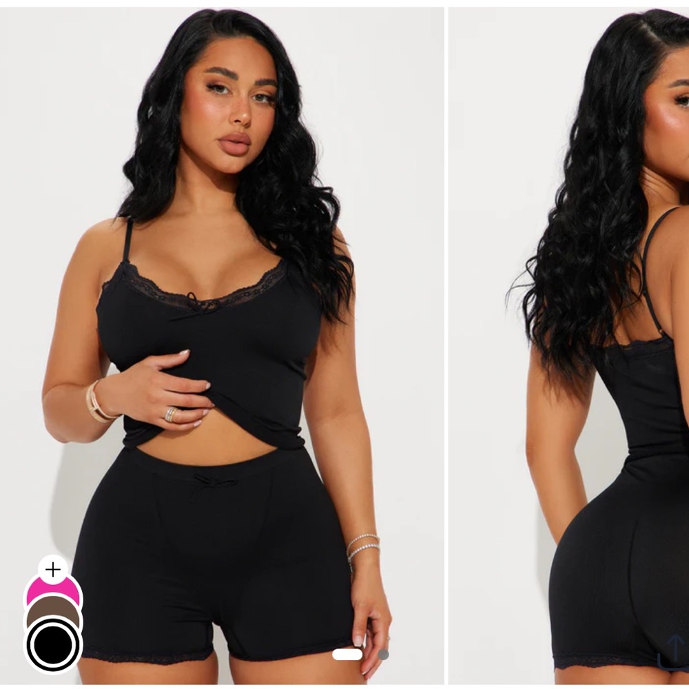 NWT Fashion Nova Elegant Black Lace Trim Sleepwear Set